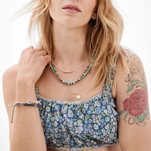 American Eagle Micro Floral Mixed Media Cropped Bralett Cami Tube Top Womens XL - Picture 3 of 10